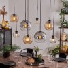 Koyoto Hanger - Glas Amber, Chroom, Duidelijk, Rookkleurig, 8-lichts