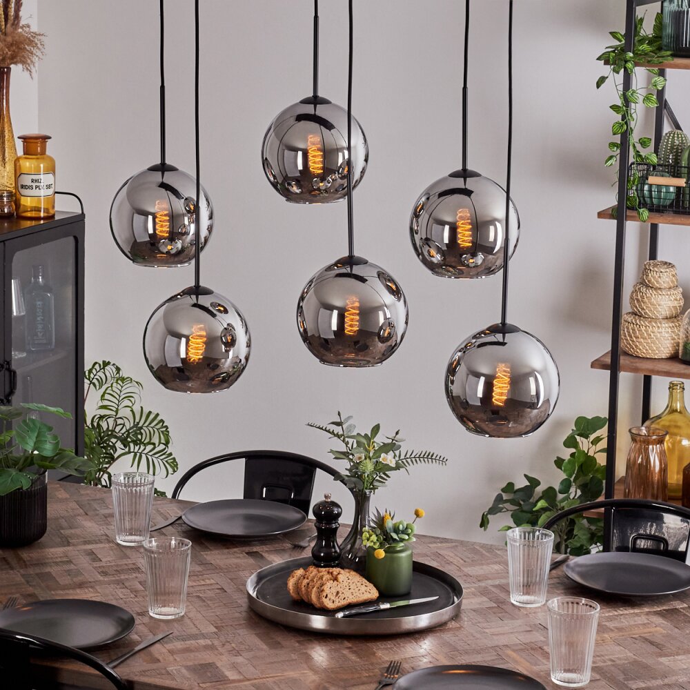 Koyoto Hanger - Glas Chroom, Rookkleurig, 6-lichts main product photo