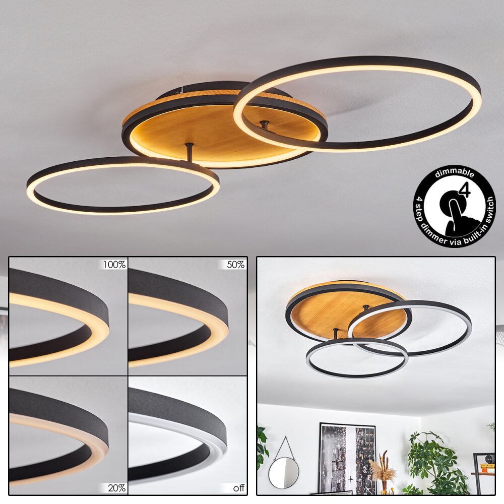 Cardozo Plafondlamp LED Natuurlijke kleuren, Zwart, 1-licht main product photo