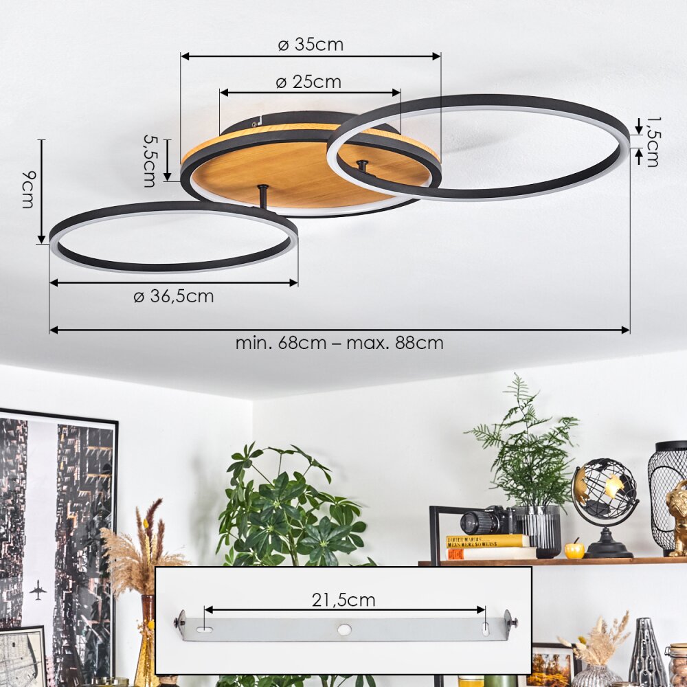 Cardozo Plafondlamp LED Natuurlijke kleuren, Zwart, 1-licht
