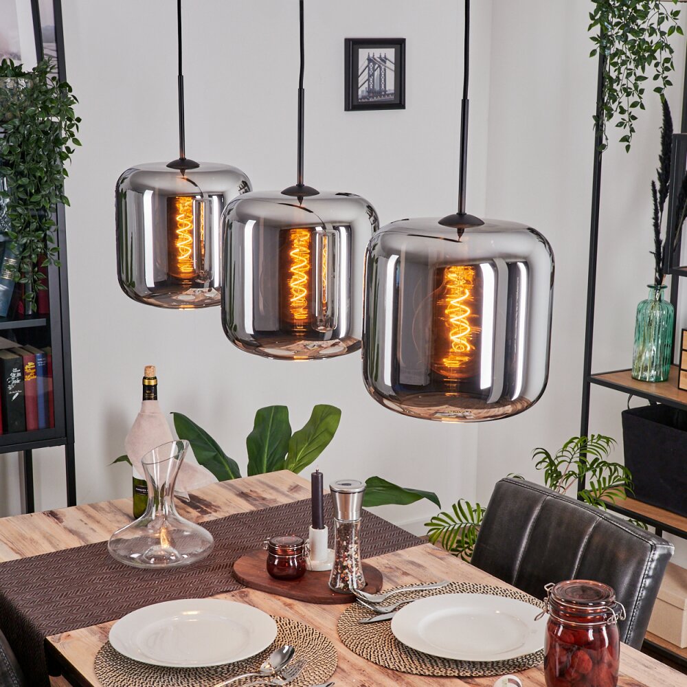 Lauden Hanger - Glas Chroom, Rookkleurig, 3-lichts main product photo