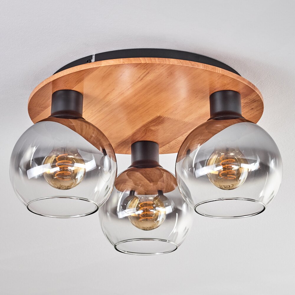 Koyoto Plafondlamp - Glas Natuurlijke kleuren, Zwart, 3-lichts