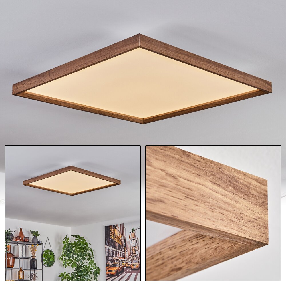 Longvic Plafondpaneel LED Bruin, houtlook, Zwart, 1-licht main product photo