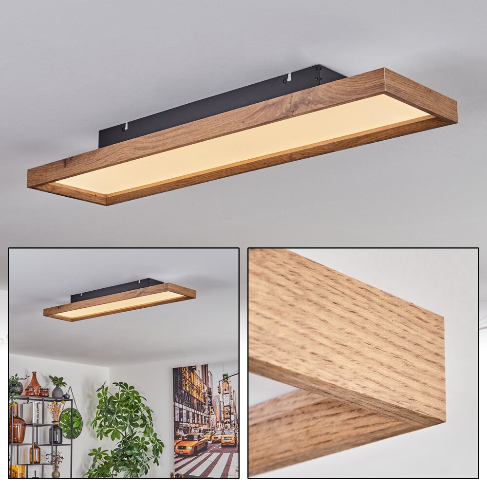 Longvic Plafondpaneel LED Bruin, houtlook, Zwart, 1-licht main product photo