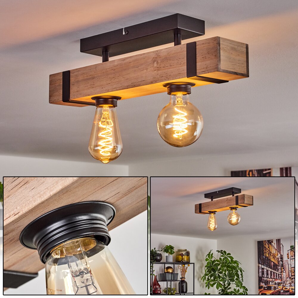 Montgomery Plafondlamp Natuurlijke kleuren, Zwart, 2-lichts main product photo