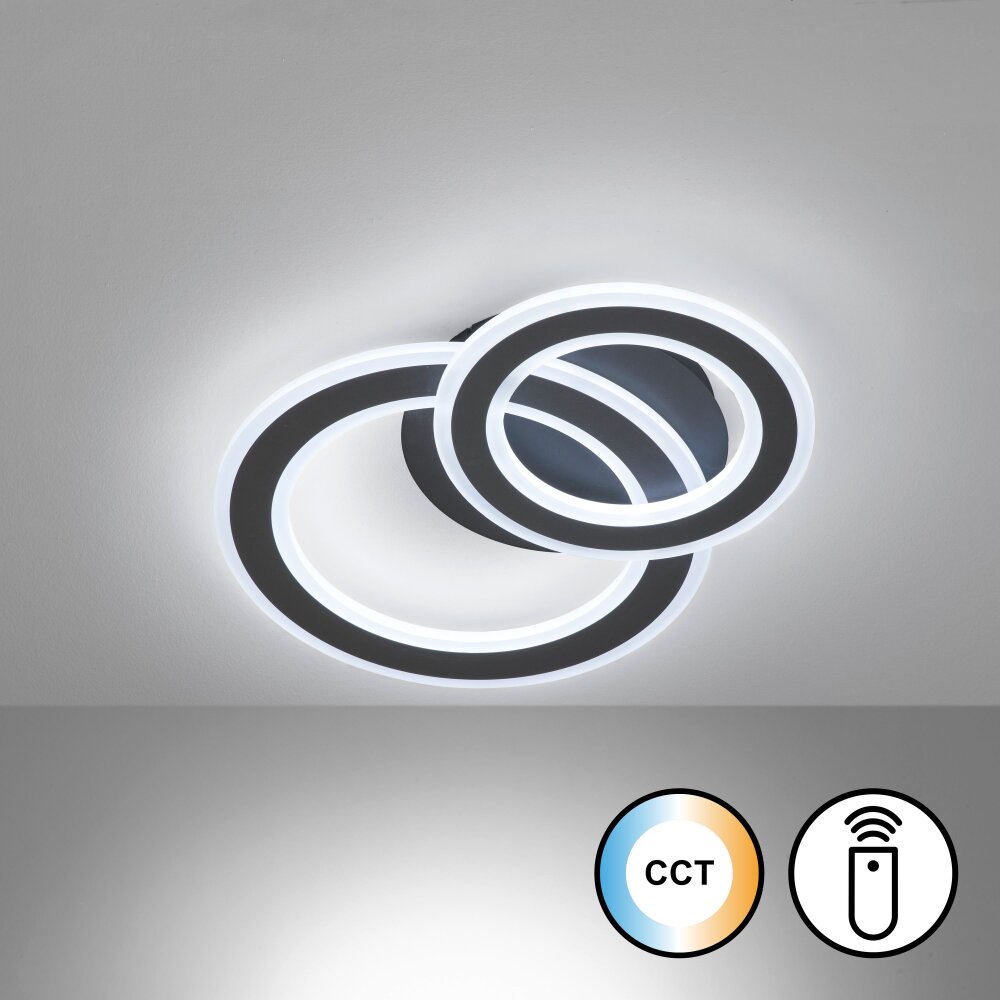 Fischer & Honsel Elvas Plafondlamp LED Zwart, 1-licht, Afstandsbediening main product photo
