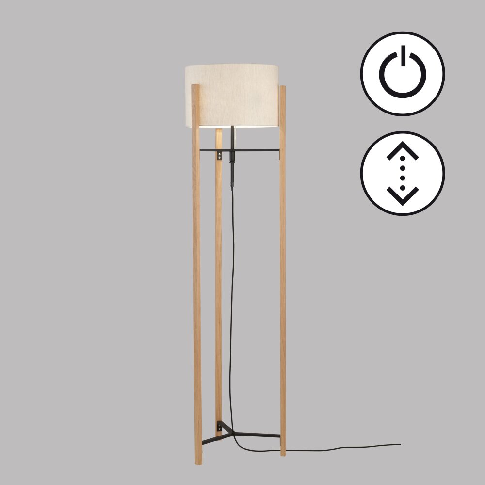 Fischer & Honsel SHINE-WOOD Staande lamp Natuurlijke kleuren, Zwart, 3-lichts main product photo