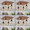 Vouhet Plafondlamp Bruin, houtlook, Zwart, 4-lichts