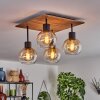 Vouhet Plafondlamp Bruin, houtlook, Zwart, 4-lichts