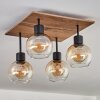 Vouhet Plafondlamp Bruin, houtlook, Zwart, 4-lichts