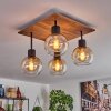 Vouhet Plafondlamp Bruin, houtlook, Zwart, 4-lichts