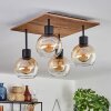 Vouhet Plafondlamp Bruin, houtlook, Zwart, 4-lichts
