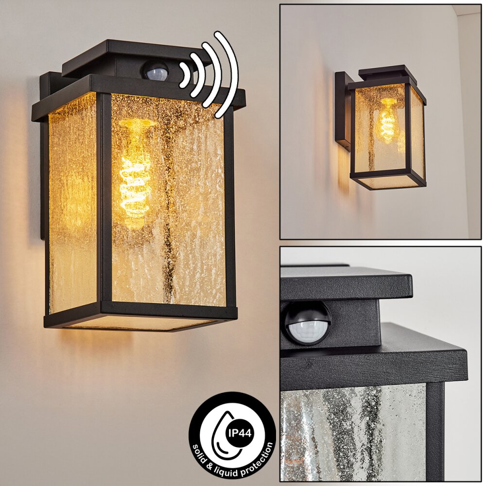 Tieva Buiten muurverlichting Zwart, 1-licht, Bewegingsmelder main product photo