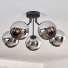 Koyoto Plafondlamp - Glas Chroom, Rookkleurig, 5-lichts