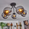 Koyoto Plafondlamp - Glas Chroom, Rookkleurig, 5-lichts