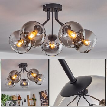 Koyoto Plafondlamp - Glas Duidelijk, Rookkleurig, 5-lichts