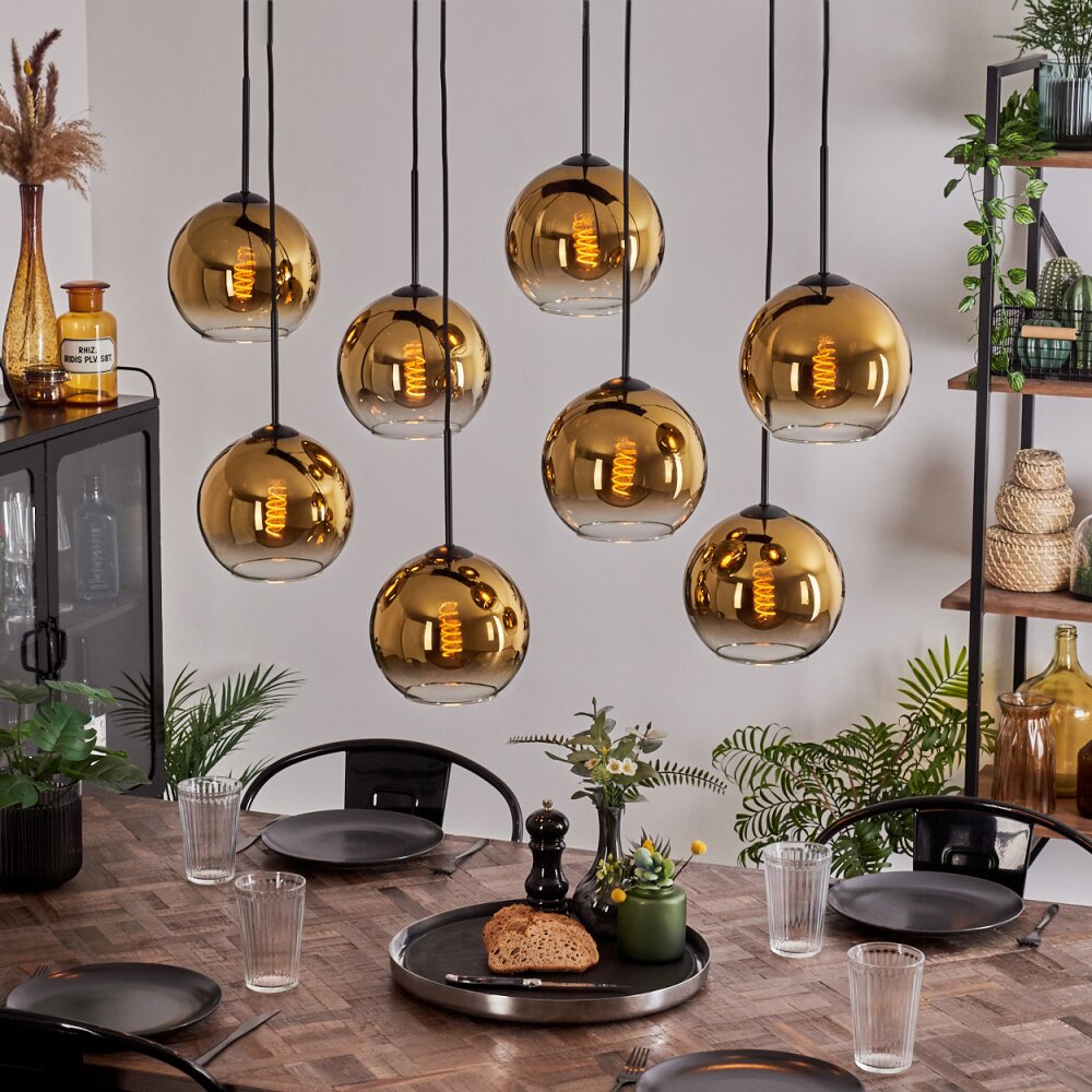 Koyoto Hanger - Glas Goud, Duidelijk, 8-lichts main product photo
