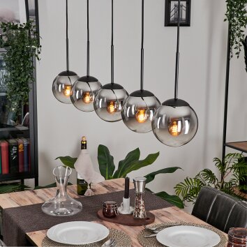 Gastor Hanger - Glas Chroom, Duidelijk, Rookkleurig, 5-lichts
