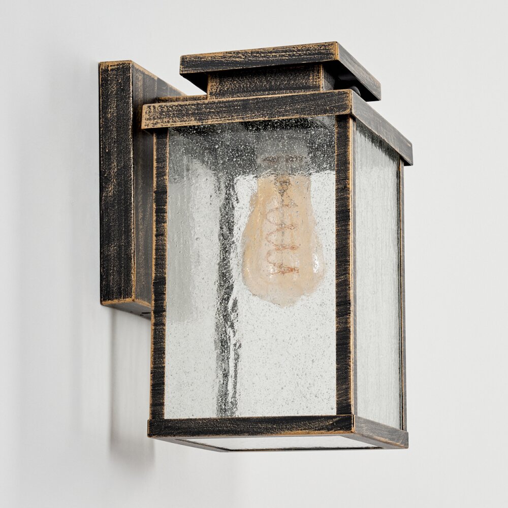 Tieva Buiten muurverlichting Bruin, Goud, Zwart, 1-licht, Bewegingsmelder