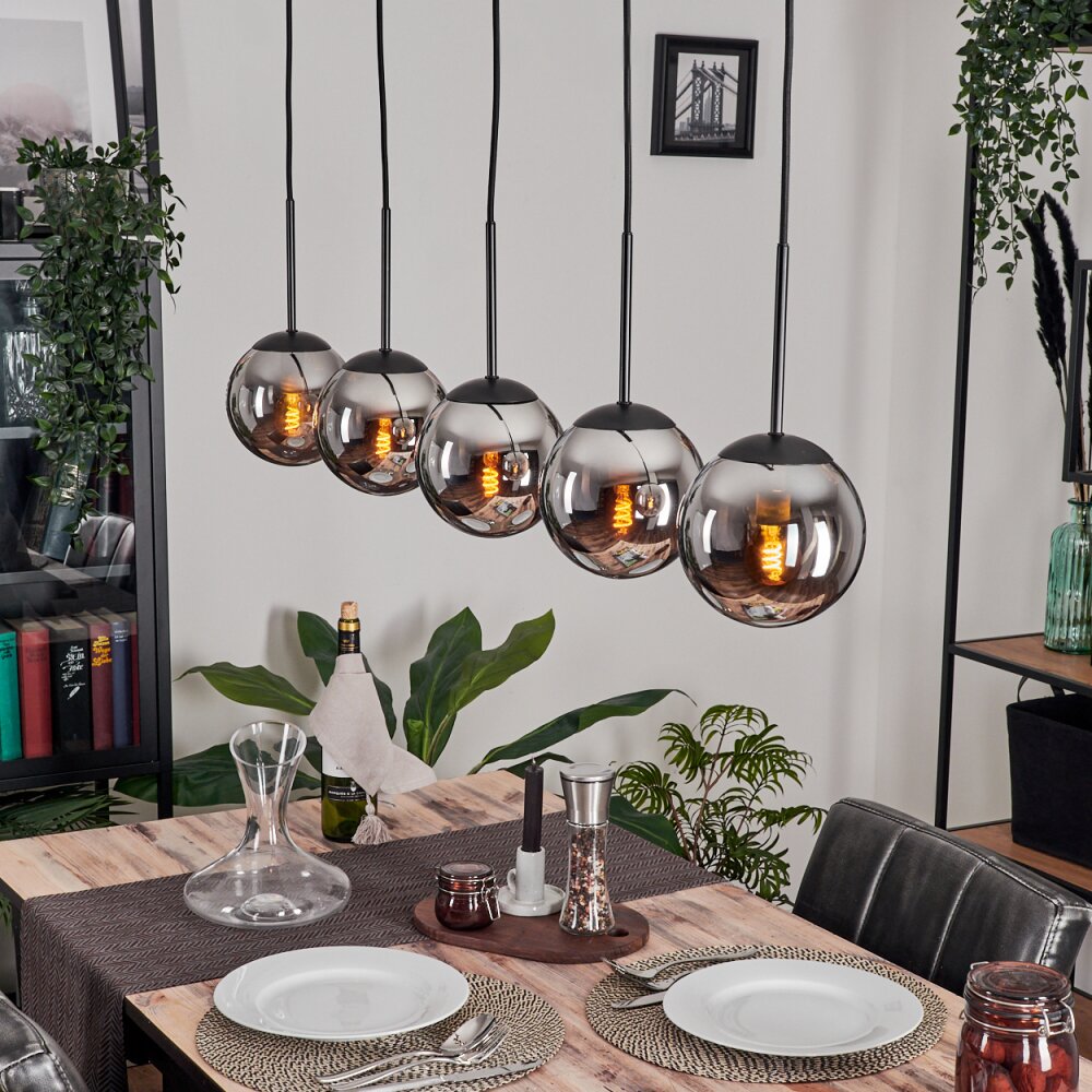 Gastor Hanger - Glas Chroom, Rookkleurig, 5-lichts main product photo