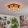 Koyoto Plafondlamp - Glas Natuurlijke kleuren, Zwart, 4-lichts