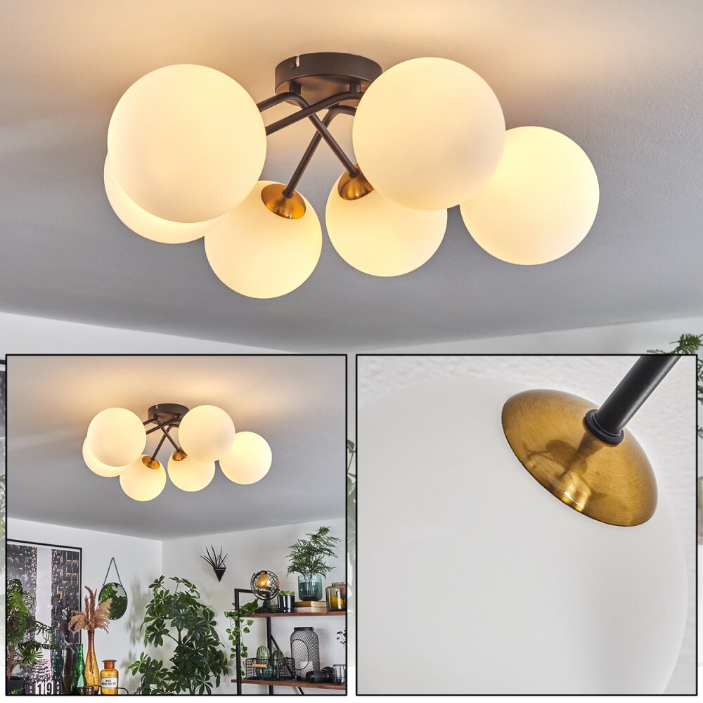 Chehalis Plafondlamp Goud, Zwart, 6-lichts main product photo