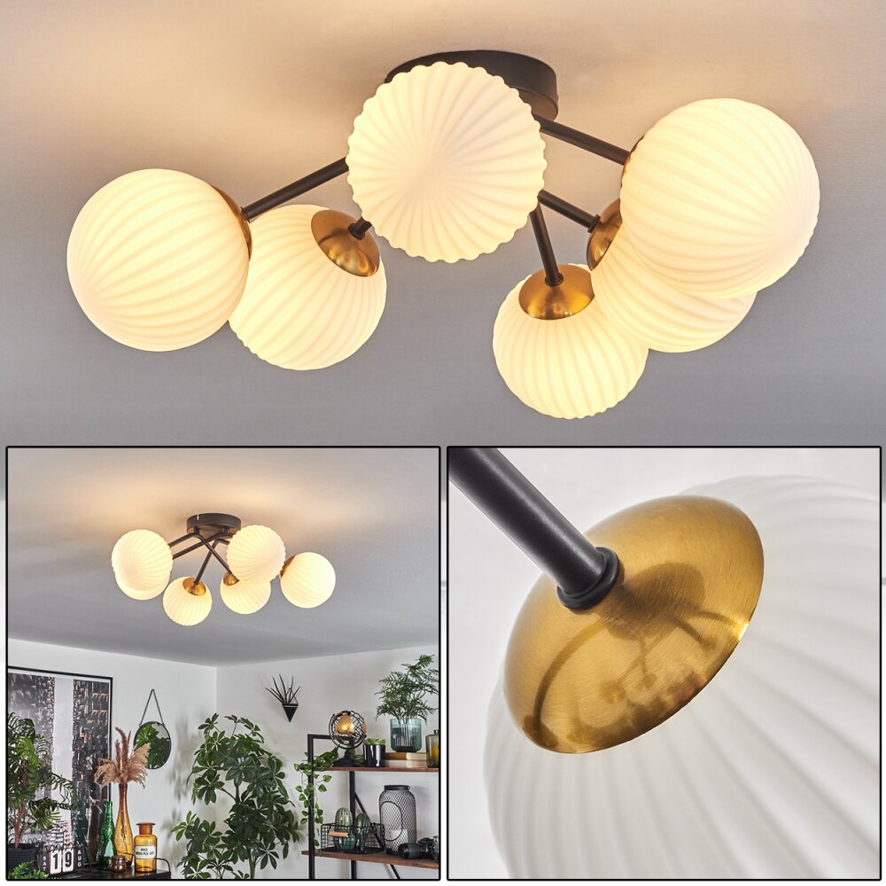 Chehalis Plafondlamp Goud, Zwart, 6-lichts main product photo