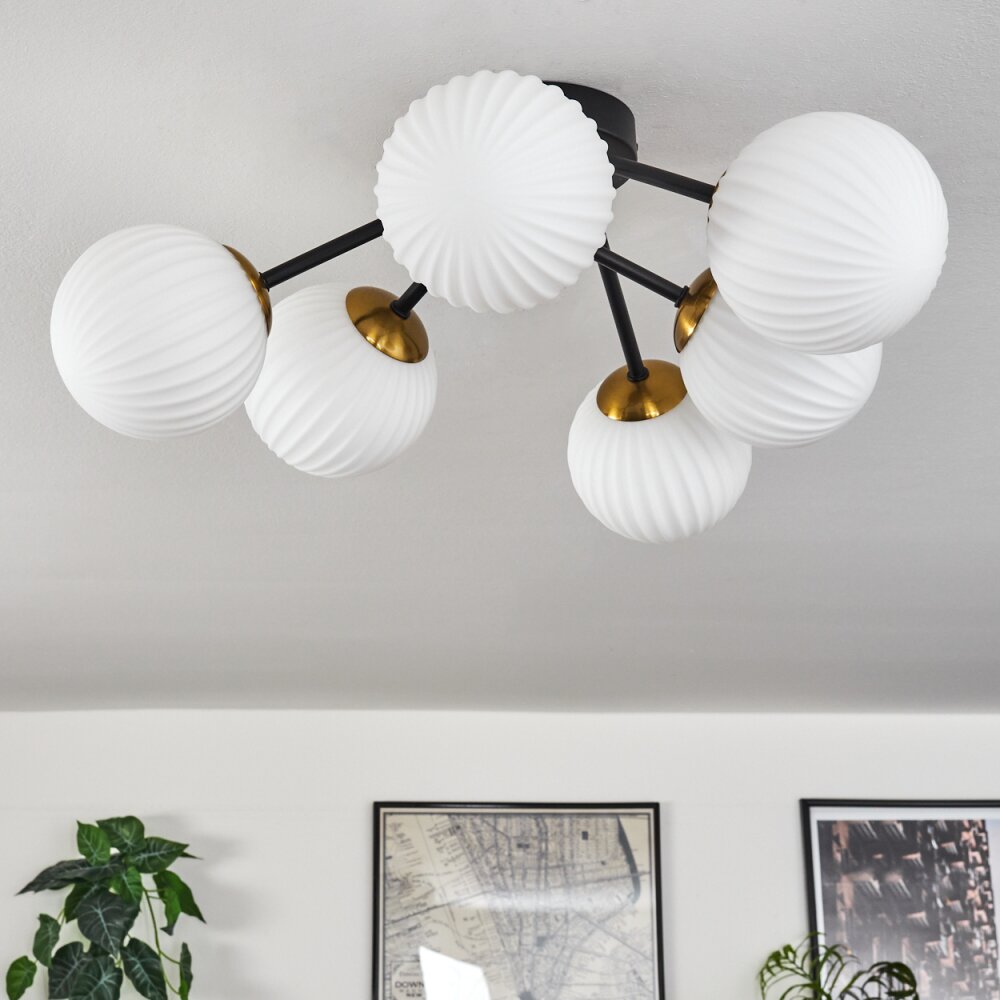 Chehalis Plafondlamp Goud, Zwart, 6-lichts