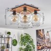 Koyoto Plafondlamp - Glas Natuurlijke kleuren, Zwart, 4-lichts