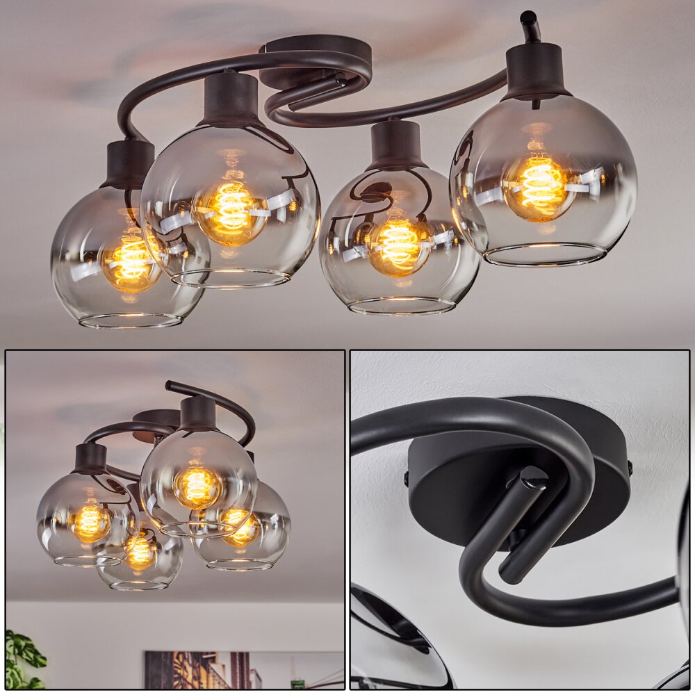 Koyoto Plafondlamp - Glas Chroom, Duidelijk, Rookkleurig, 4-lichts main product photo
