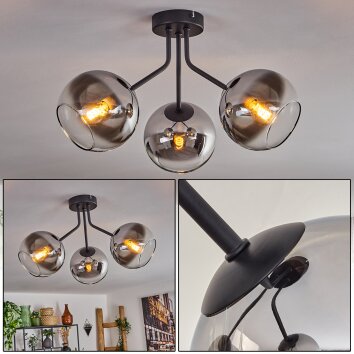 Koyoto Plafondlamp - Glas Chroom, Duidelijk, Rookkleurig, 3-lichts Koyoto Plafondlamp - Glas Chroom, Duidelijk, Rookkleurig, 3-lichts