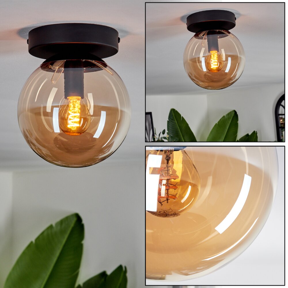 Gastor Plafondlamp - Glas Amber, 1-licht main product photo