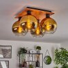 Koyoto Plafondlamp - Glas Natuurlijke kleuren, Zwart, 4-lichts