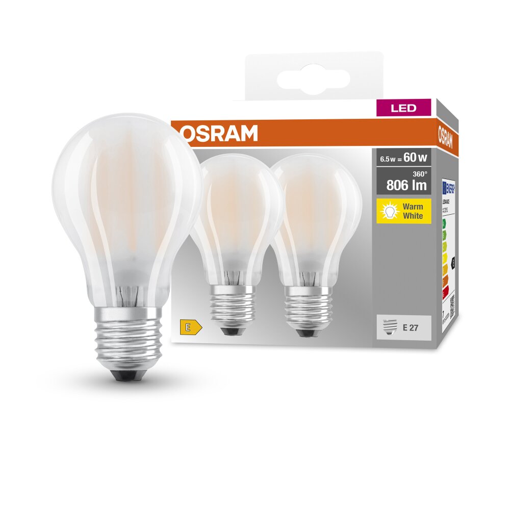 OSRAM CLASSIC A Set van 2 LED E27 6,5 Watt 2700 Kelvin 806 Lumen main product photo