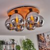 Koyoto Plafondlamp - Glas Natuurlijke kleuren, Zwart, 6-lichts