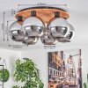 Koyoto Plafondlamp - Glas Natuurlijke kleuren, Zwart, 6-lichts