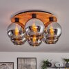 Koyoto Plafondlamp - Glas Natuurlijke kleuren, Zwart, 6-lichts