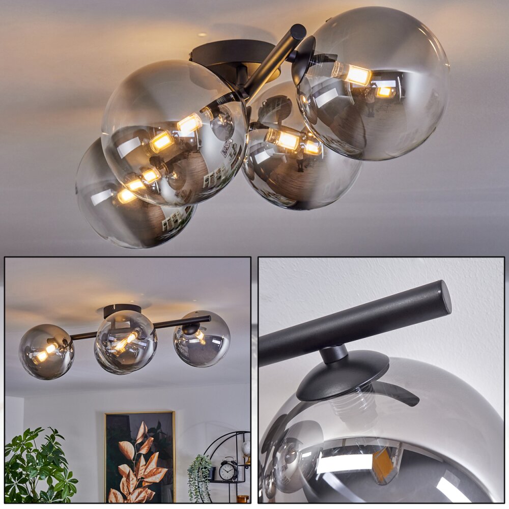 Chehalis Plafondlamp - Glas Duidelijk, Rookkleurig, 4-lichts main product photo