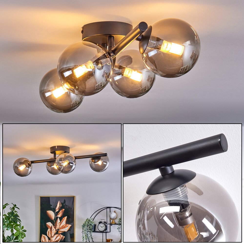 Chehalis Plafondlamp - Glas Rookkleurig, 4-lichts main product photo