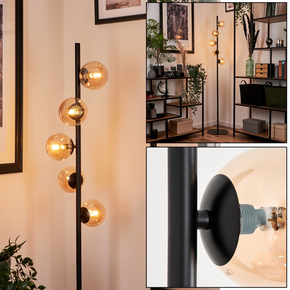 Remaisnil Staande lamp - Glas Zwart, 5-lichts main product photo