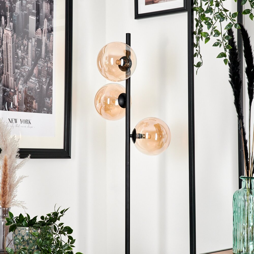 Remaisnil Staande lamp - Glas Zwart, 3-lichts