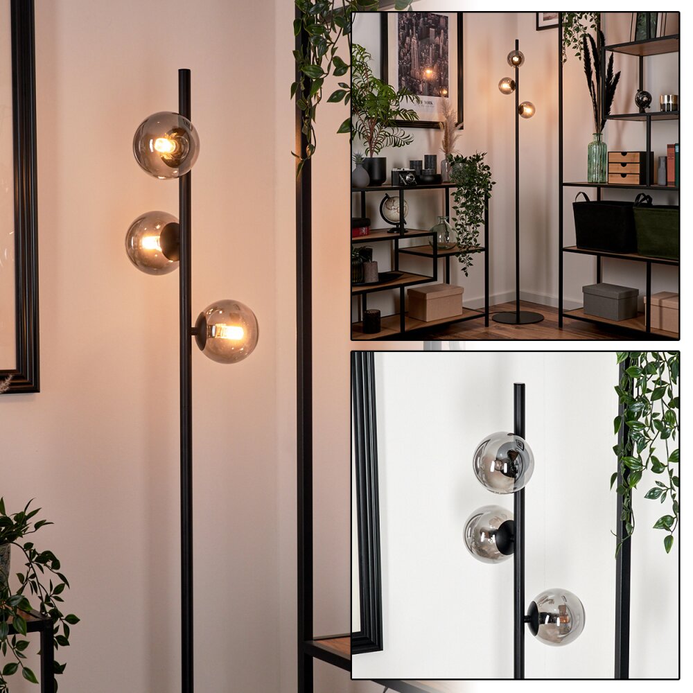 Remaisnil Staande lamp - Glas Zwart, 3-lichts main product photo