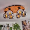 Koyoto Plafondlamp - Glas Natuurlijke kleuren, Zwart, 6-lichts