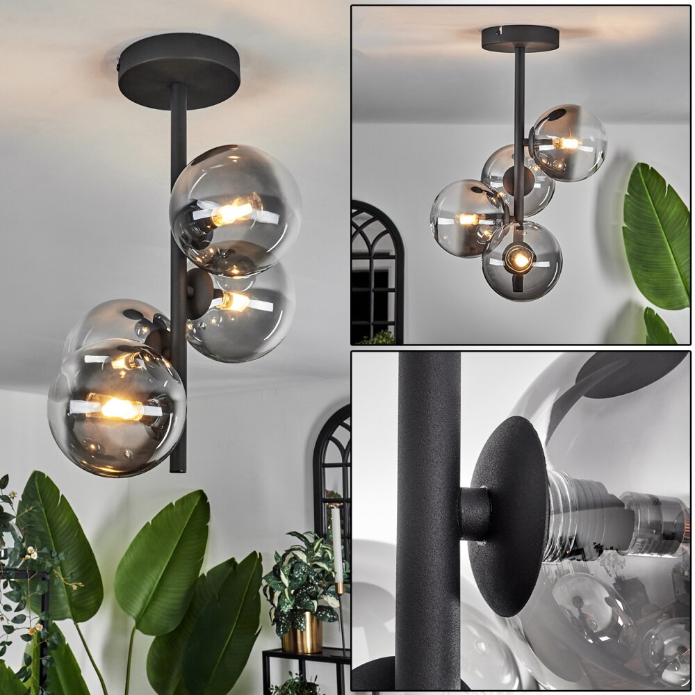 Chehalis Plafondlamp - Glas Duidelijk, Rookkleurig, 4-lichts main product photo