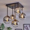 Chehalis Plafondlamp - Glas Goud, Zwart, 5-lichts