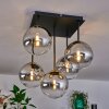 Chehalis Plafondlamp - Glas Goud, Zwart, 5-lichts