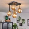 Chehalis Plafondlamp - Glas Goud, Zwart, 5-lichts