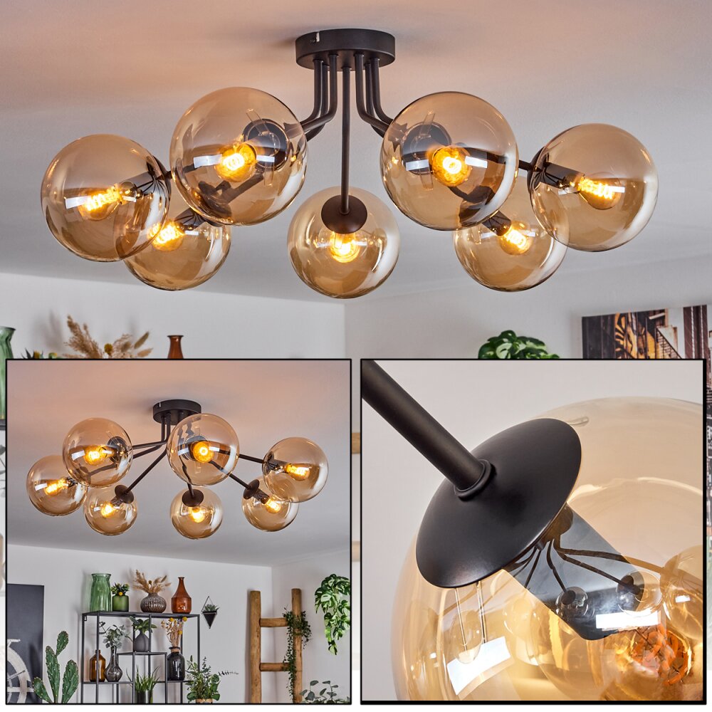 Gastor Plafondlamp - Glas Amber, Duidelijk, 7-lichts main product photo