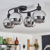Koyoto Plafondlamp - Glas Chroom, Rookkleurig, 4-lichts