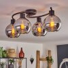 Koyoto Plafondlamp - Glas Chroom, Rookkleurig, 4-lichts